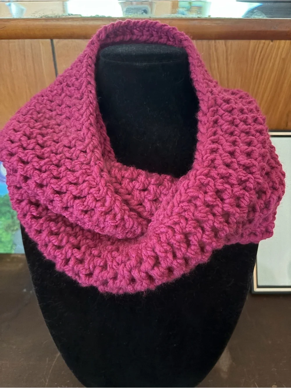 Handmade Chunky Scarf - Deep Raspberry